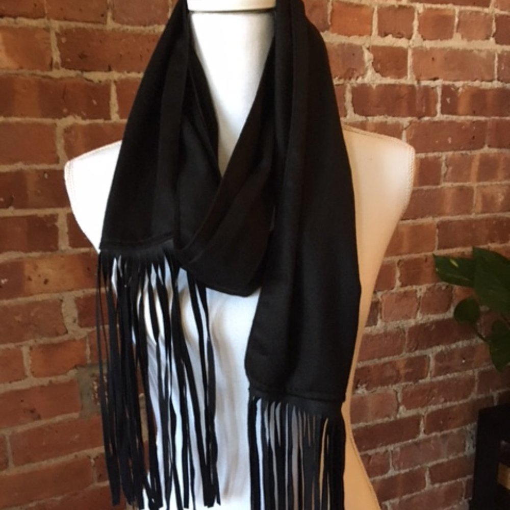 NEVER WORN "Clutch" Narrow Suede Fringe Scarf